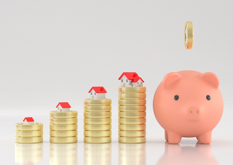 3d Render Image Real Estete Saving Money For Buy House Concept.