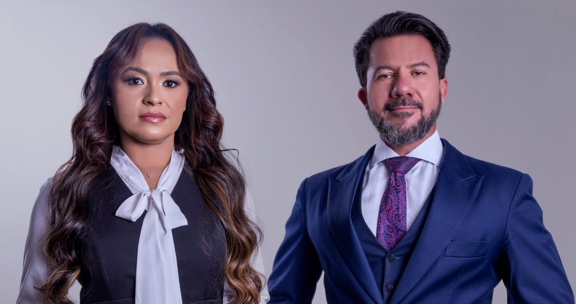 Rafael Rocha e a sócia Ivenise, do Rocha Advogados, em Goiânia